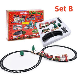 Electric Christmas Train Set Electric Engine Railway Track Playset With Music Santa Claus Sleigh Snowman Carriage Christmas Gift