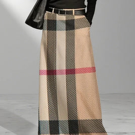 Fashion Plaid Skirts for Women Printed Skirt Casual Khaki High Waisted Loose Spring Summer Fashion Bottoms Female Clothing