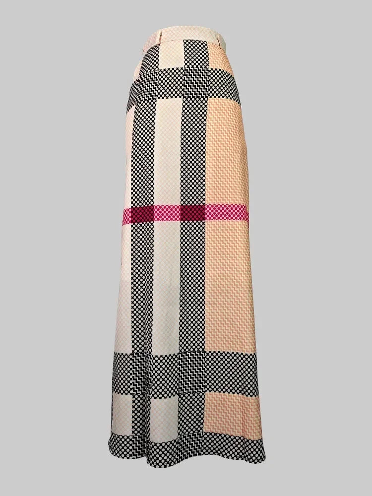 Fashion Plaid Skirts for Women Printed Skirt Casual Khaki High Waisted Loose Spring Summer Fashion Bottoms Female Clothing