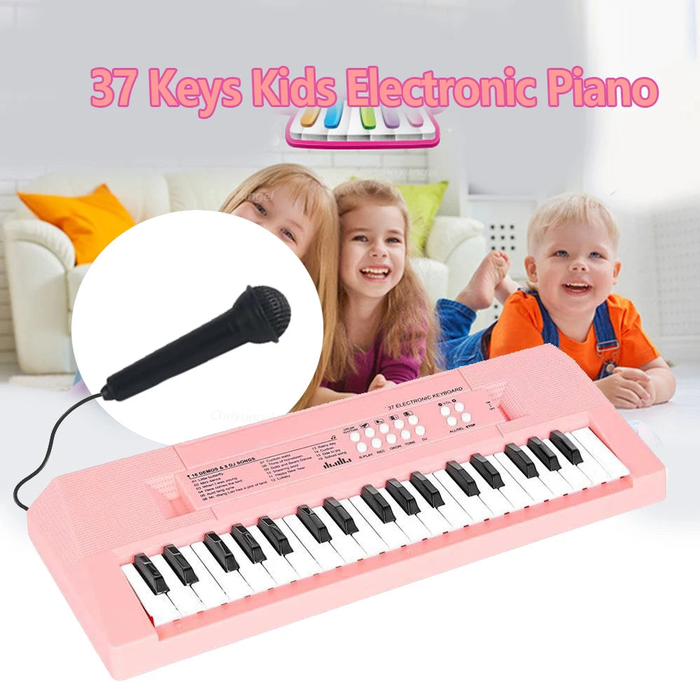 37 Keys Kids Electronic Piano with Microphone Educational Toys Musical Instrument for Kids Toddlers Boys Girls Birthday Gift