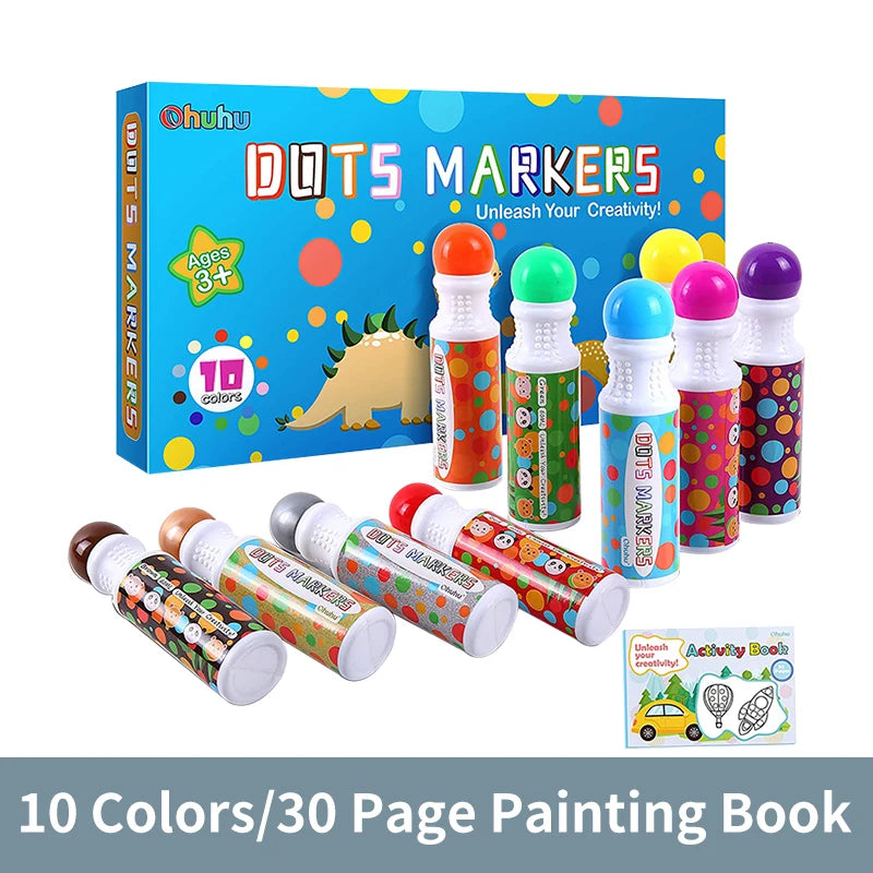 Ohuhu Dot Makers Bingo Pen Mini Graffiti Flowing Pen Washable Paint Signature Pen Watercolor Pen Children's Painting Tools Kids
