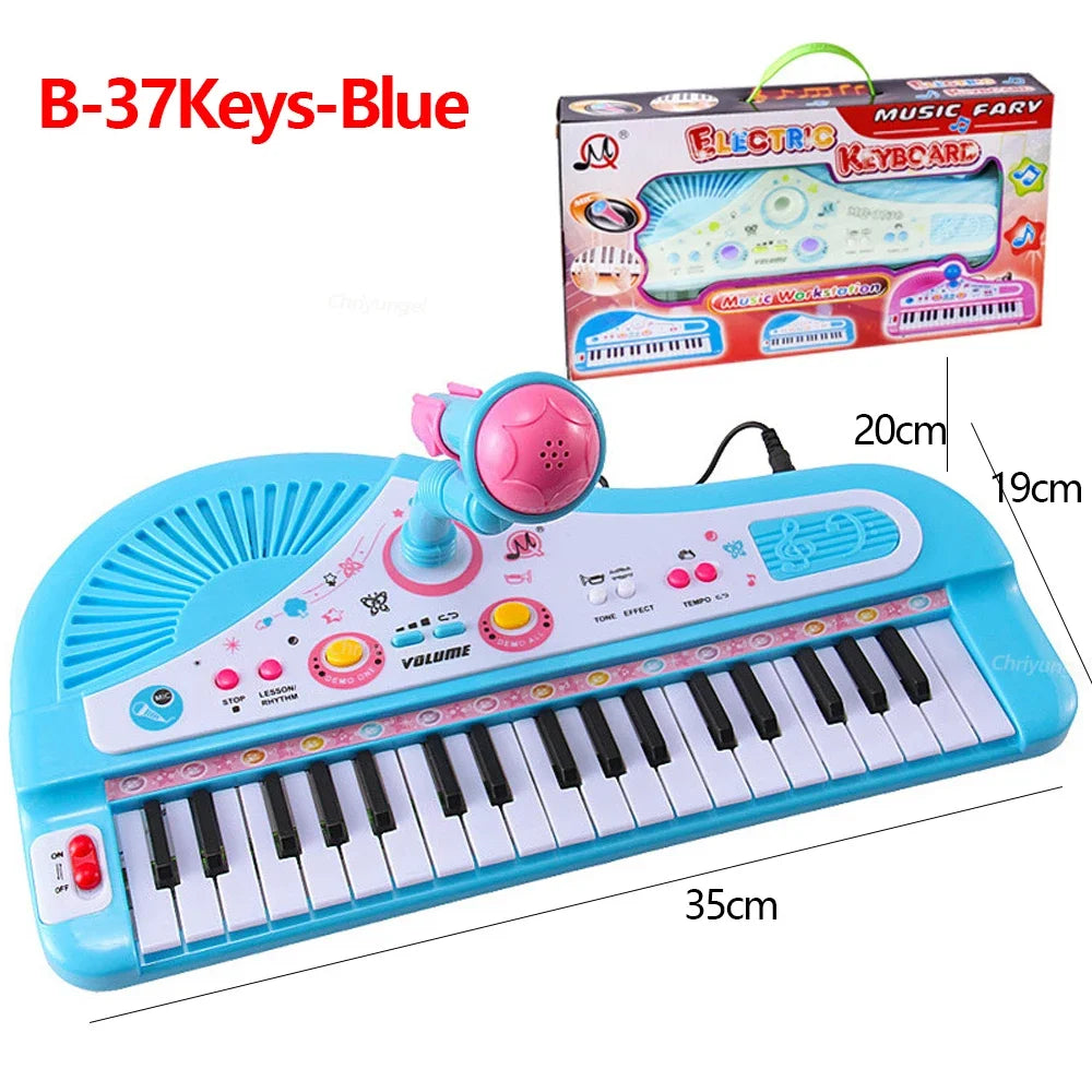 37 Keys Kids Electronic Piano with Microphone Educational Toys Musical Instrument for Kids Toddlers Boys Girls Birthday Gift