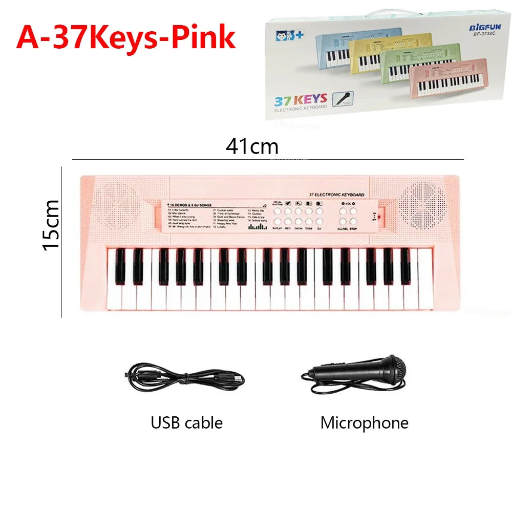 37 Keys Kids Electronic Piano with Microphone Educational Toys Musical Instrument for Kids Toddlers Boys Girls Birthday Gift