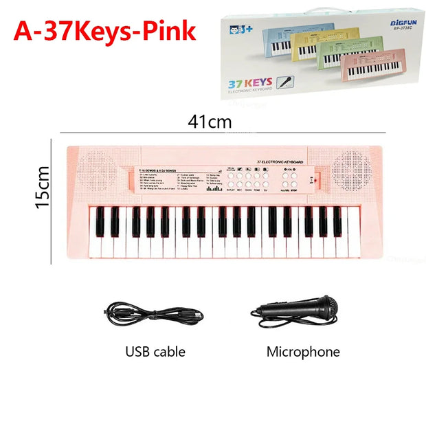 37 Keys Kids Electronic Piano with Microphone Educational Toys Musical Instrument for Kids Toddlers Boys Girls Birthday Gift