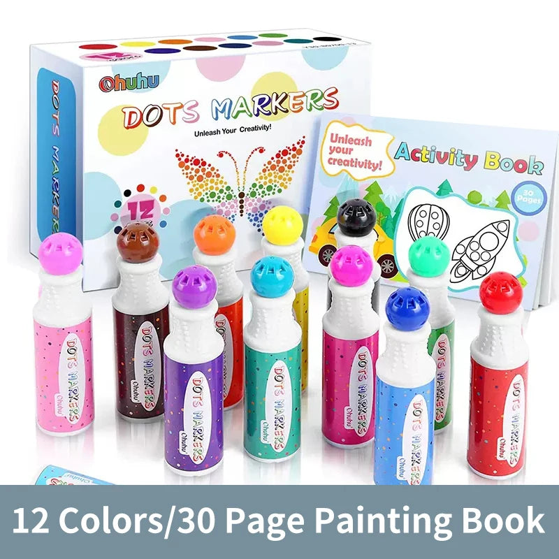 Ohuhu Dot Makers Bingo Pen Mini Graffiti Flowing Pen Washable Paint Signature Pen Watercolor Pen Children's Painting Tools Kids