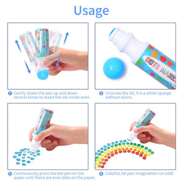 Ohuhu Dot Makers Bingo Pen Mini Graffiti Flowing Pen Washable Paint Signature Pen Watercolor Pen Children's Painting Tools Kids