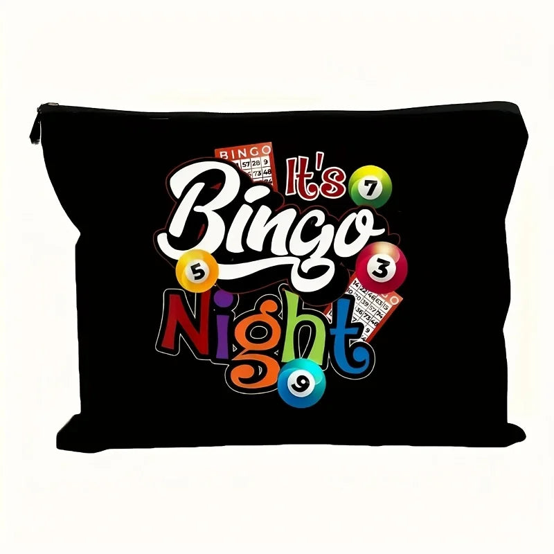 A Bingo Night themed makeup bag- multifunctional zipper pouch, jewelry storage bag, perfect travel zipper small storage bag.