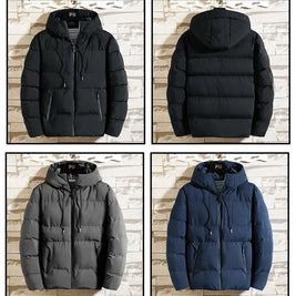 Winter Men Jacket Autumn Warm Fashion Thickened Cotton Padded Jackets Hooded Casual Coats Male Windproof Plus Size Solid Outwear