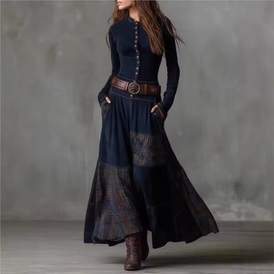 Women's Autumn Fashion New Slim Fit Flip Neck Dress