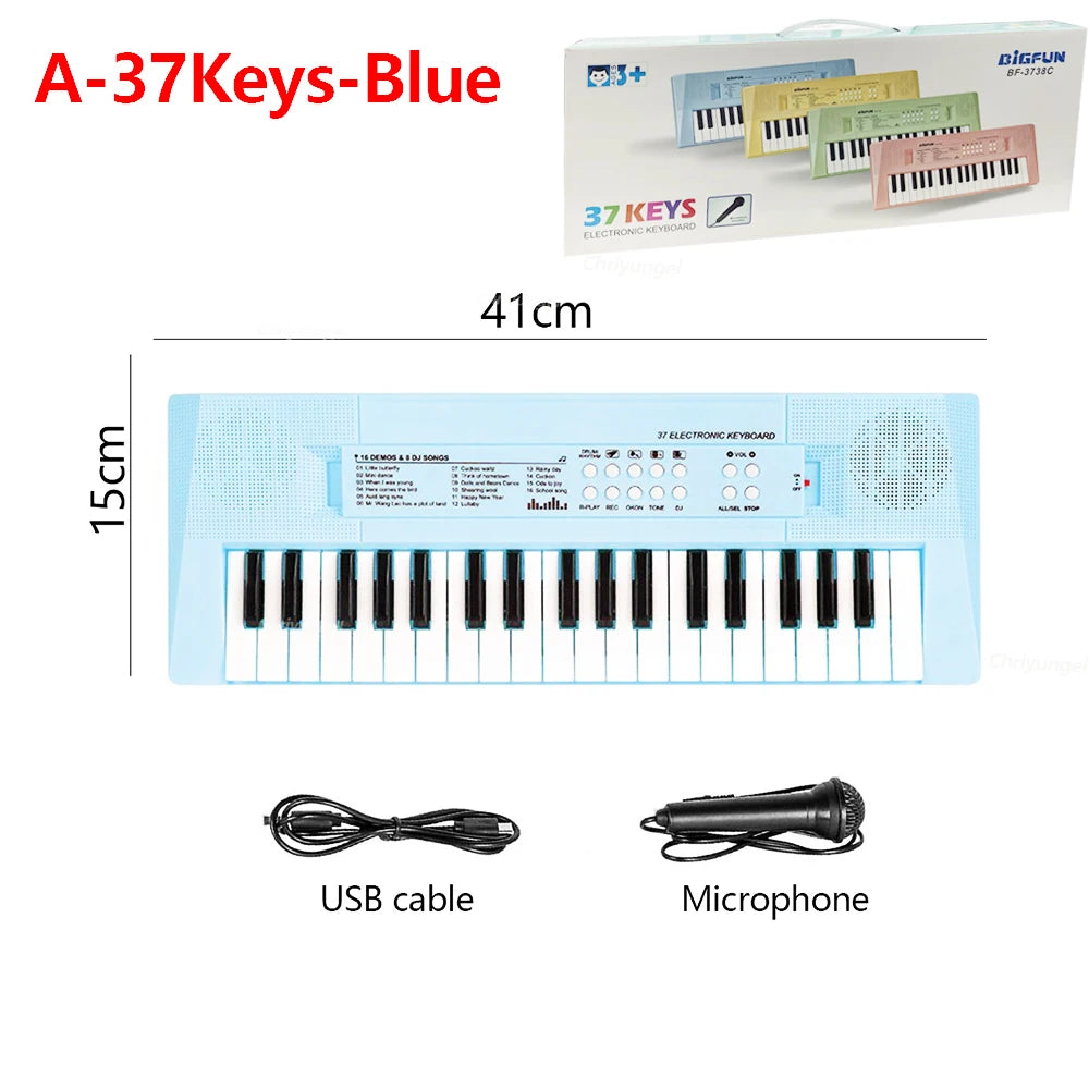 37 Keys Kids Electronic Piano with Microphone Educational Toys Musical Instrument for Kids Toddlers Boys Girls Birthday Gift