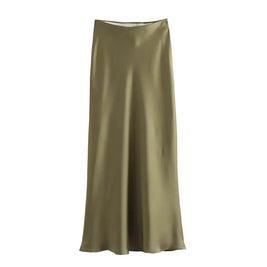 MUJER Woman 2025 Satin Skirt Women High Waist Long Skirts For Women Summer Black Midi Skirt Woman Office Elegant Women's Skirts