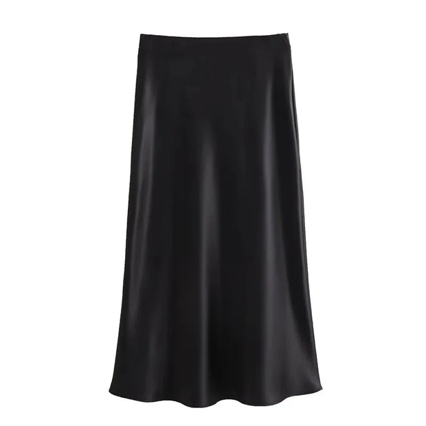MUJER Woman 2025 Satin Skirt Women High Waist Long Skirts For Women Summer Black Midi Skirt Woman Office Elegant Women's Skirts