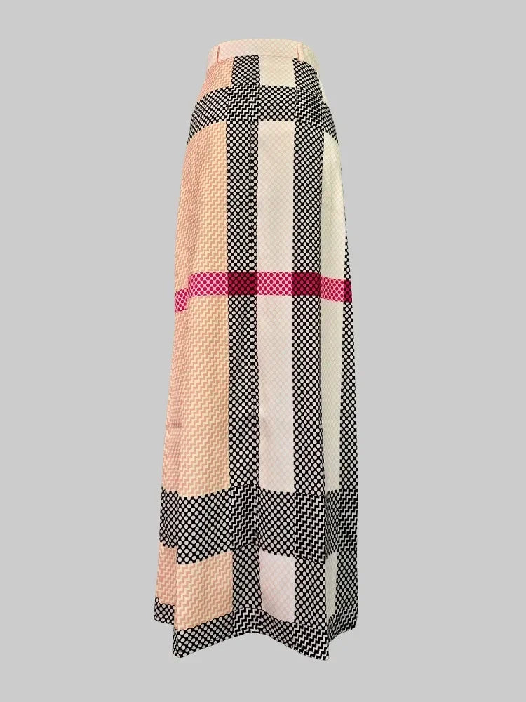 Fashion Plaid Skirts for Women Printed Skirt Casual Khaki High Waisted Loose Spring Summer Fashion Bottoms Female Clothing