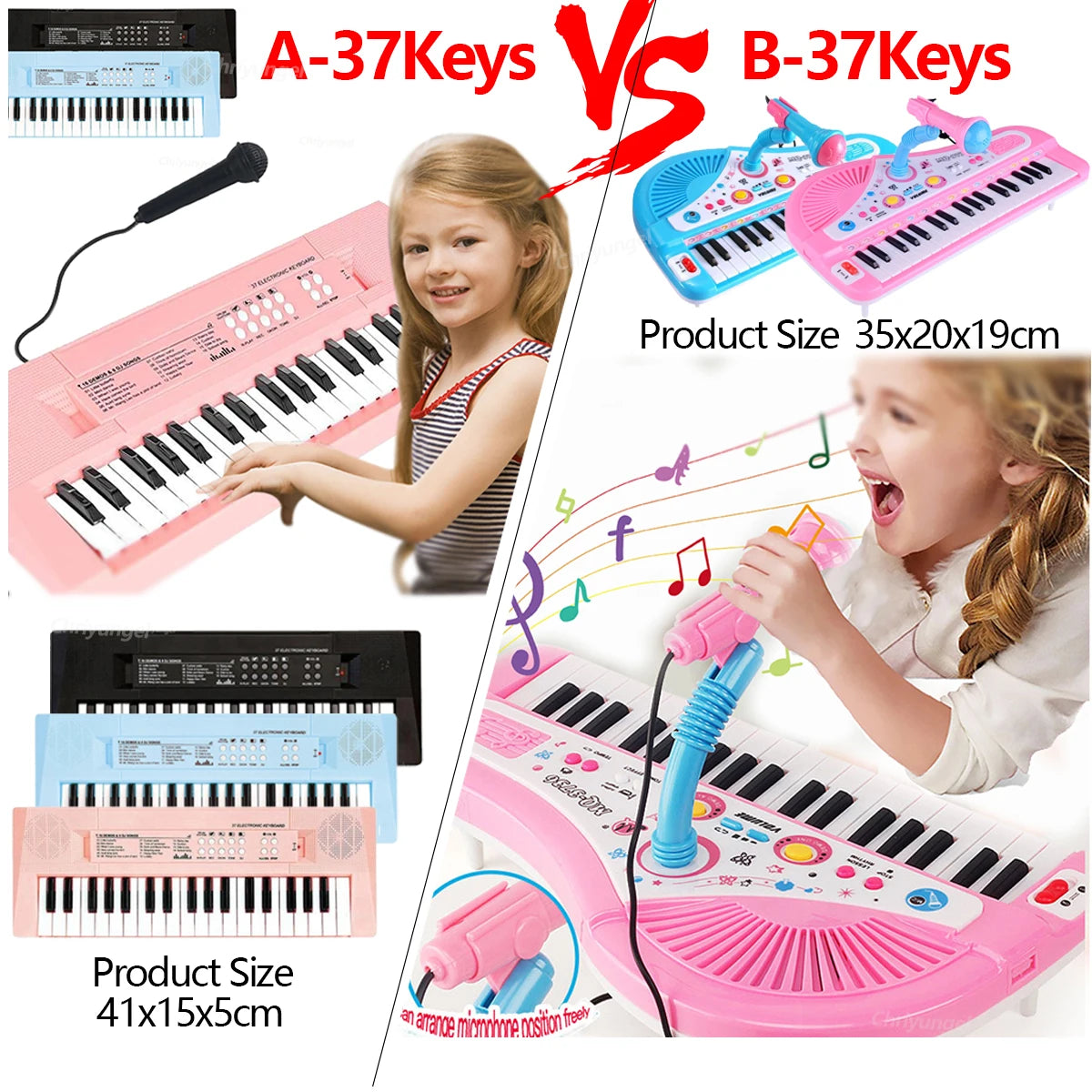 37 Keys Kids Electronic Piano with Microphone Educational Toys Musical Instrument for Kids Toddlers Boys Girls Birthday Gift