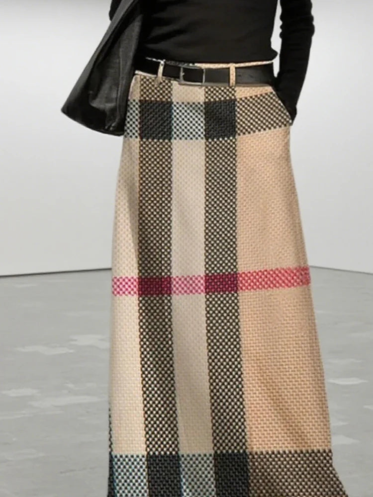 Fashion Plaid Skirts for Women Printed Skirt Casual Khaki High Waisted Loose Spring Summer Fashion Bottoms Female Clothing