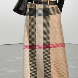 Fashion Plaid Skirts for Women Printed Skirt Casual Khaki High Waisted Loose Spring Summer Fashion Bottoms Female Clothing
