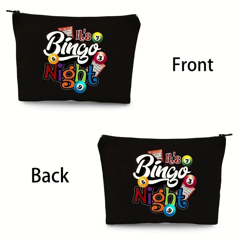 A Bingo Night themed makeup bag- multifunctional zipper pouch, jewelry storage bag, perfect travel zipper small storage bag.