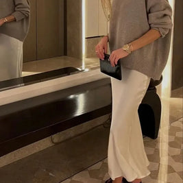 MUJER Woman 2025 Satin Skirt Women High Waist Long Skirts For Women Summer Black Midi Skirt Woman Office Elegant Women's Skirts