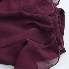 2025 Summer Chic Women's Elegant Loose Long Sleeve Layered Shirts Office Lady Vintage V-neck Translucent Tierred Ruffles Blouses