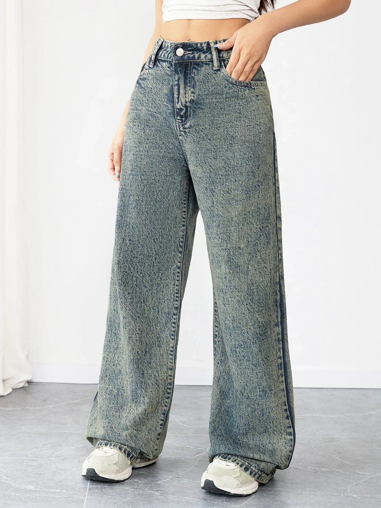 Chic Loose Fit Wide Leg Denim Jeans for Women High Waist Flattering Pants Vintage Style Baggy Jeans Streetwear Outfit