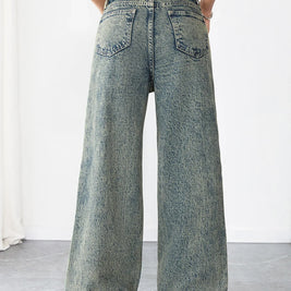 Chic Loose Fit Wide Leg Denim Jeans for Women High Waist Flattering Pants Vintage Style Baggy Jeans Streetwear Outfit