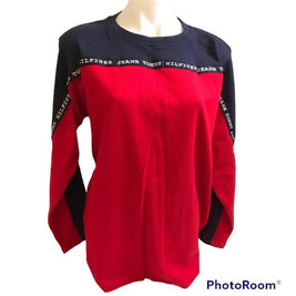 NEW Men’s Tommy Hilfiger Long Sleeve Red Blue Crew Neck Top size Large
