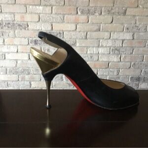 Authentic Black Christian Louboutin Gold Heels size 37.5