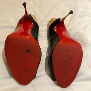 Authentic Black Christian Louboutin Gold Heels size 37.5